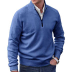 Eberhard | Men's Italian Jumper with Zip, Elegant Knit Jumper | Bella Blue | Purple
