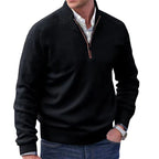 Eberhard | Men's Italian Jumper with Zip, Elegant Knit Jumper | Bella Blue | Purple
