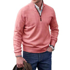 Eberhard | Men's Italian Jumper with Zip, Elegant Knit Jumper | Bella Blue | Purple