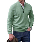Eberhard | Men's Italian Jumper with Zip, Elegant Knit Jumper | Bella Blue | Blue