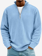 Eckhard | Men's Sweatshirt with Half-Zip and Ribbed Structure, Oversized Sweatshirt | Bella Blue | Blue