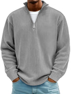 Eckhard | Men's Sweatshirt with Half-Zip and Ribbed Structure, Oversized Sweatshirt | Bella Blue | Blue
