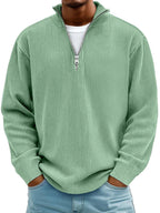 Eckhard | Men's Sweatshirt with Half-Zip and Ribbed Structure, Oversized Sweatshirt | Bella Blue | Blue