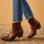 Edith | Women's Leather Cowboy Boots, Western Style Ankle Boots | Bella Blue