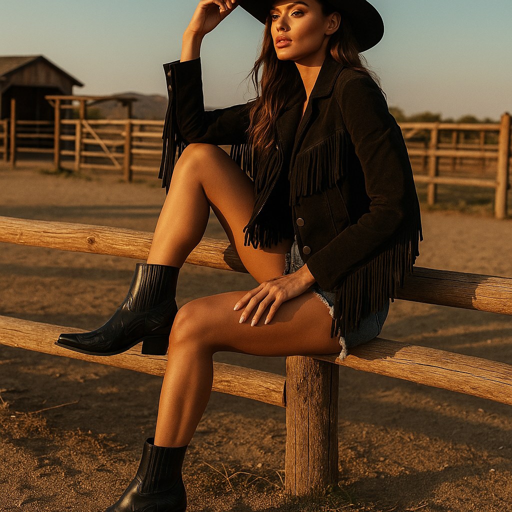 Edith | Women's Leather Cowboy Boots, Western Style Ankle Boots | Bella Blue
