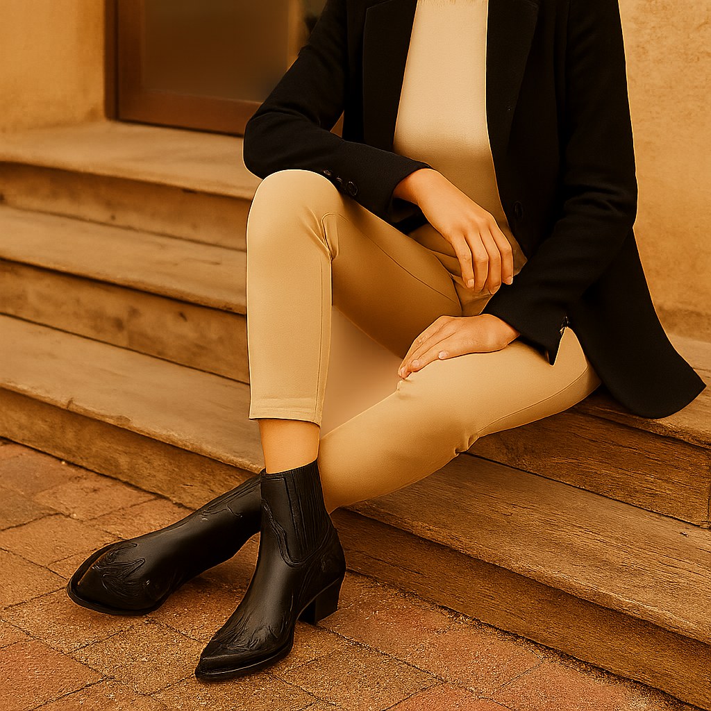 Edith | Women's Leather Cowboy Boots, Western Style Ankle Boots | Bella Blue