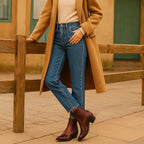 Edith | Women's Leather Cowboy Boots, Western Style Ankle Boots | Bella Blue