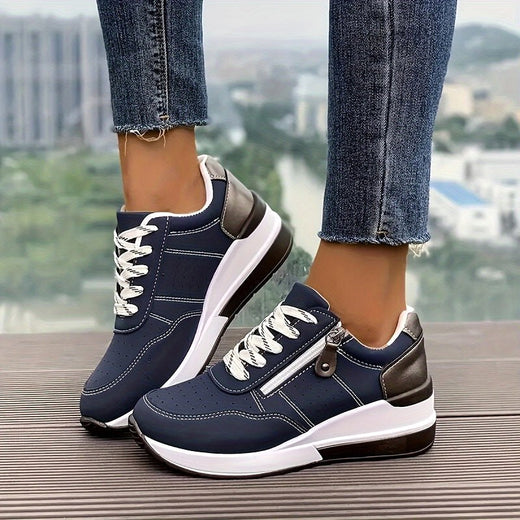 Edith | Women's Orthopaedic Trainers, Comfortable Slip-On Shoes | Bella Blue | Blue