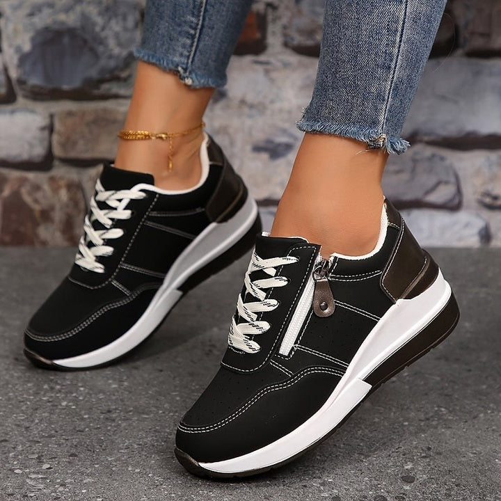 Edith | Women's Orthopaedic Trainers, Comfortable Slip-On Shoes | Bella Blue | Black