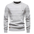 Edmund | Men's Jumper with Check Pattern, Classic Knit Jumper | Bella Blue | Light Grey
