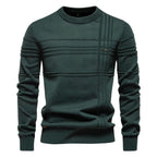 Edmund | Men's Jumper with Check Pattern, Classic Knit Jumper | Bella Blue | Light Grey
