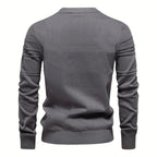 Edmund | Men's Jumper with Check Pattern, Classic Knit Jumper | Bella Blue | Grey