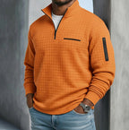 Edward | Men's Long Sleeve Waffle Knit Jumper, Relaxed Fit Everyday Jumper | Bella Blue
