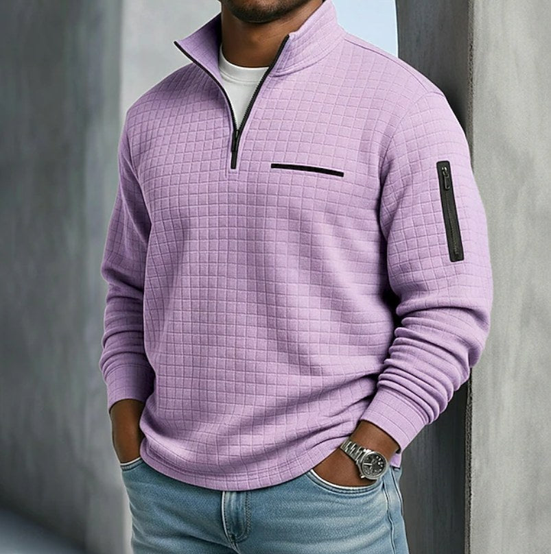 Edward | Men's Long Sleeve Waffle Knit Jumper, Relaxed Fit Everyday Jumper | Bella Blue
