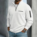 Edward | Men's Long Sleeve Waffle Knit Jumper, Relaxed Fit Everyday Jumper | Bella Blue
