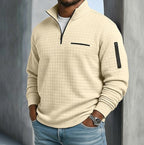 Edward | Men's Long Sleeve Waffle Knit Jumper, Relaxed Fit Everyday Jumper | Bella Blue