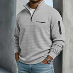 Edward | Men's Long Sleeve Waffle Knit Jumper, Relaxed Fit Everyday Jumper | Bella Blue