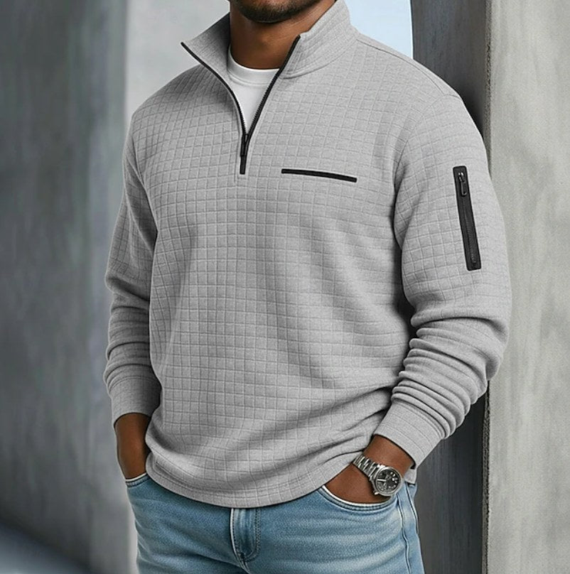 Edward | Men's Long Sleeve Waffle Knit Jumper, Relaxed Fit Everyday Jumper | Bella Blue