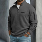 Edward | Men's Long Sleeve Waffle Knit Jumper, Relaxed Fit Everyday Jumper | Bella Blue