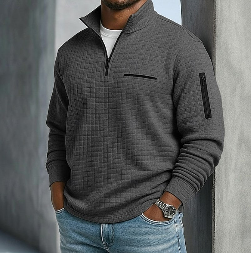 Edward | Men's Long Sleeve Waffle Knit Jumper, Relaxed Fit Everyday Jumper | Bella Blue