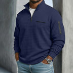 Edward | Men's Long Sleeve Waffle Knit Jumper, Relaxed Fit Everyday Jumper | Bella Blue