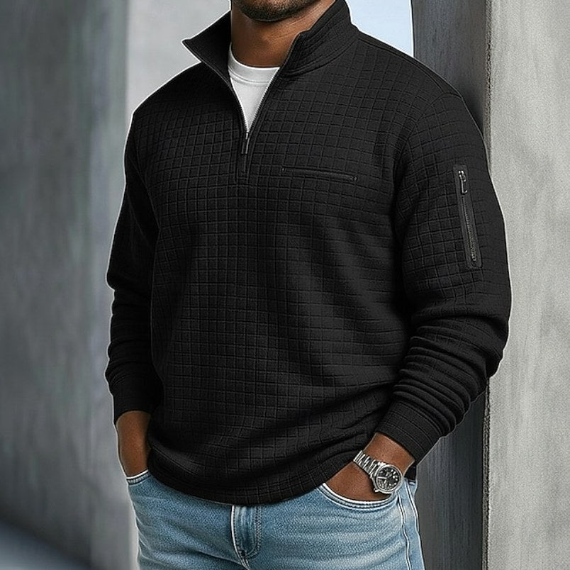 Edward | Men's Long Sleeve Waffle Knit Jumper, Relaxed Fit Everyday Jumper | Bella Blue