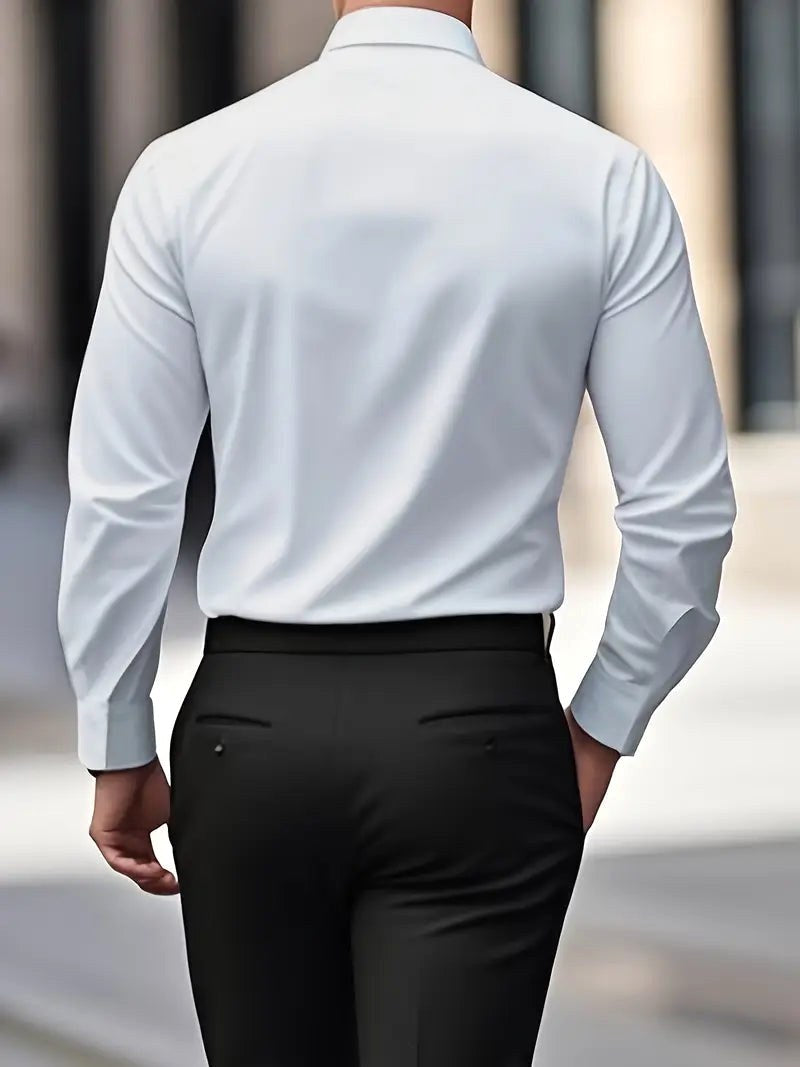 Edward | Men's Long-Sleeved Breathable Shirt, Slim-Fit Smart Shirt | Bella Blue