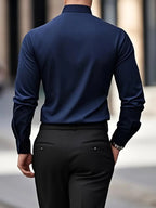 Edward | Men's Long-Sleeved Breathable Shirt, Slim-Fit Smart Shirt | Bella Blue