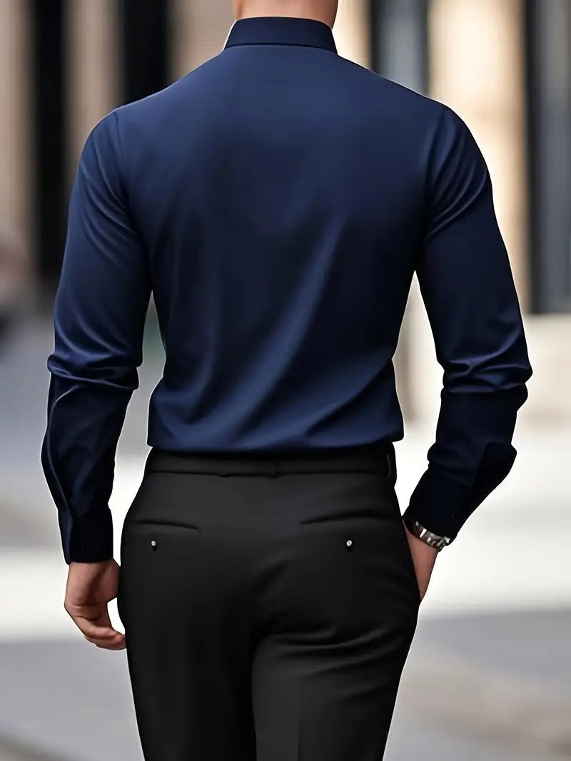 Edward | Men's Long-Sleeved Breathable Shirt, Slim-Fit Smart Shirt | Bella Blue