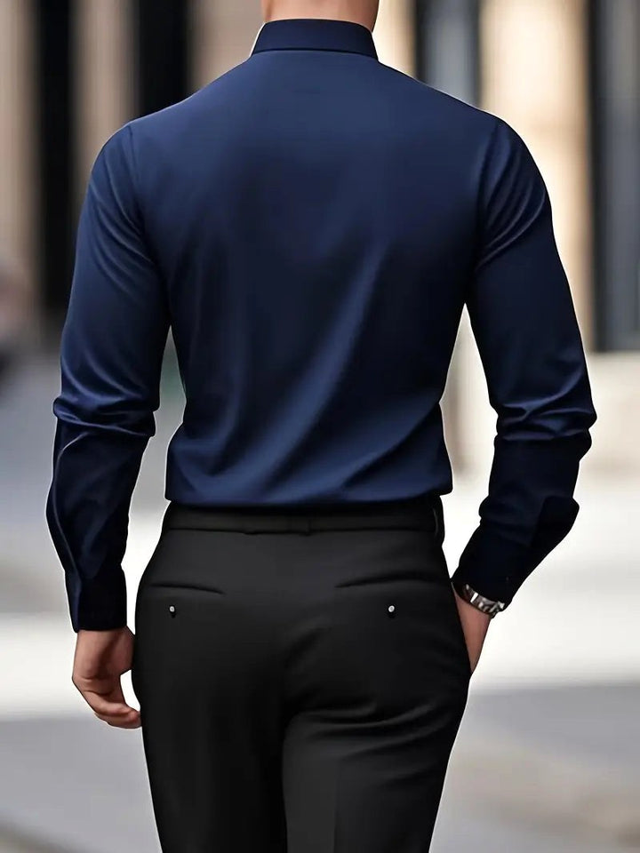 Edward | Men's Long-Sleeved Breathable Shirt, Slim-Fit Smart Shirt | Bella Blue