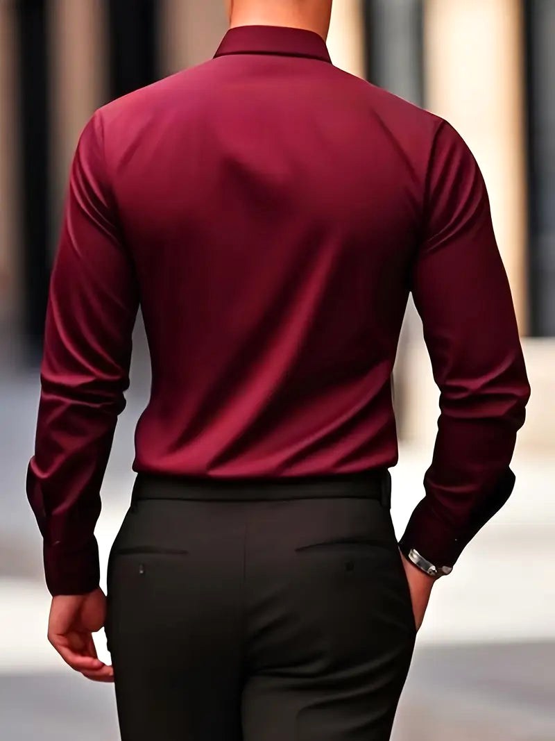 Edward | Men's Long-Sleeved Breathable Shirt, Slim-Fit Smart Shirt | Bella Blue