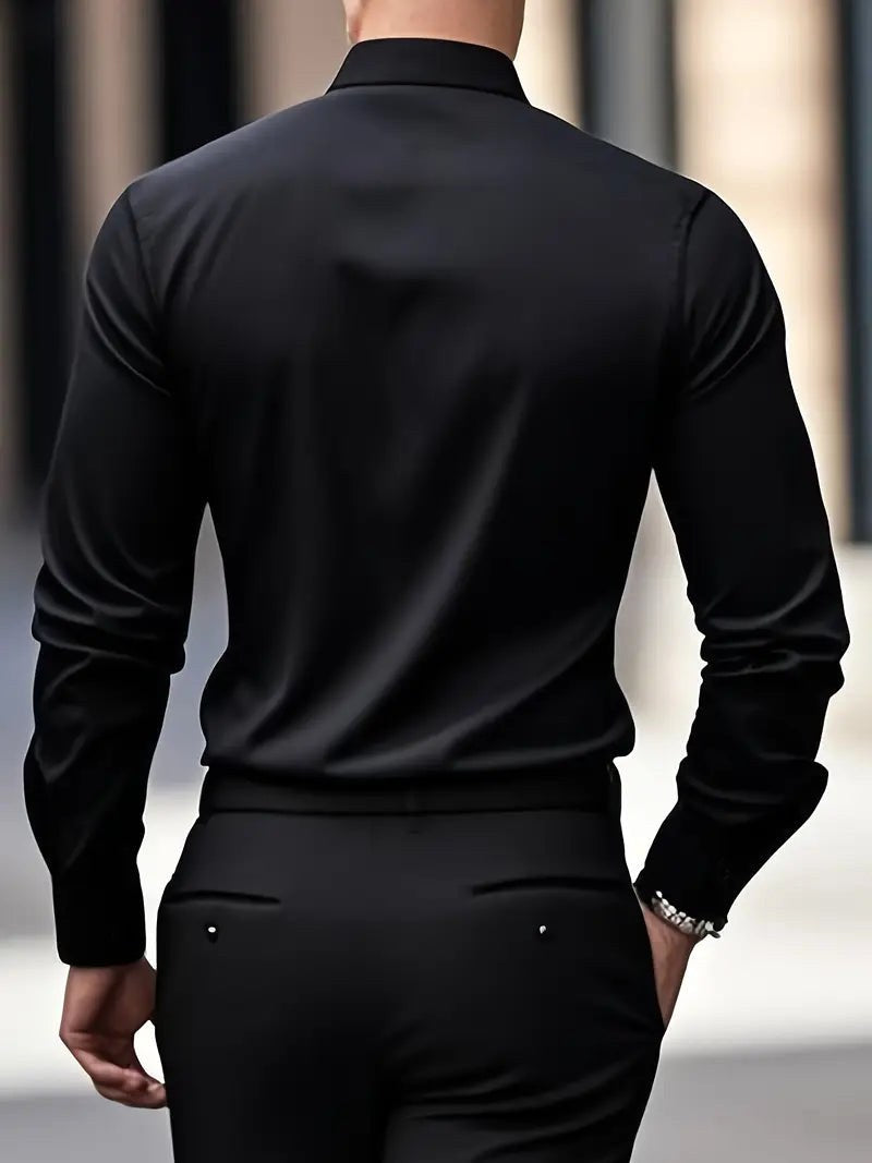 Edward | Men's Long-Sleeved Breathable Shirt, Slim-Fit Smart Shirt | Bella Blue