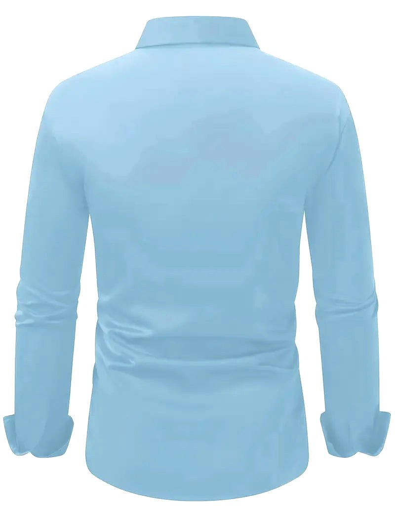 Edward | Men's Long-Sleeved Breathable Shirt, Slim-Fit Smart Shirt | Bella Blue