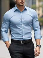 Edward | Men's Long-Sleeved Breathable Shirt, Slim-Fit Smart Shirt | Bella Blue | Blue