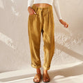 Eliane | Women's High-Waist Wide-Leg Corduroy Trousers, Pleated Front Trousers | Bella Blue | Khaki