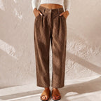 Eliane | Women's High-Waist Wide-Leg Corduroy Trousers, Pleated Front Trousers | Bella Blue | Black