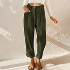 Eliane | Women's High-Waist Wide-Leg Corduroy Trousers, Pleated Front Trousers | Bella Blue