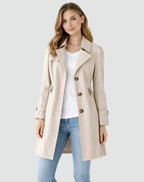 Elise | Women's Slim Fit Trench Coat, Classic Button-Front Autumn Coat | Bella Blue