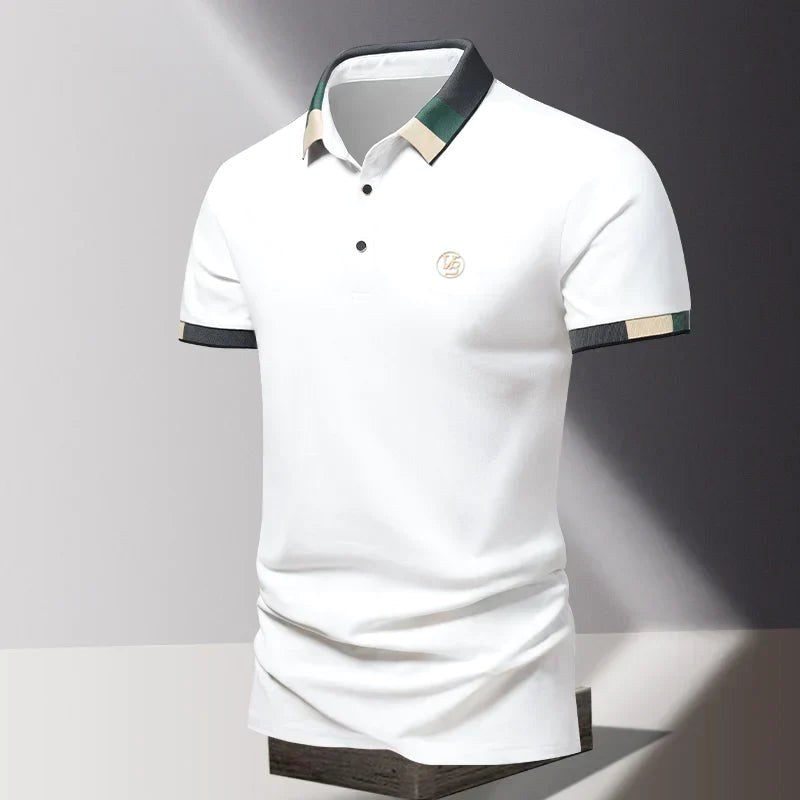 Elliot | Men's Polo Shirt with Contrast Collar, Smart Casual Polo Shirt | Bella Blue