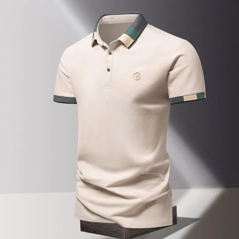 Elliot | Men's Polo Shirt with Contrast Collar, Smart Casual Polo Shirt | Bella Blue