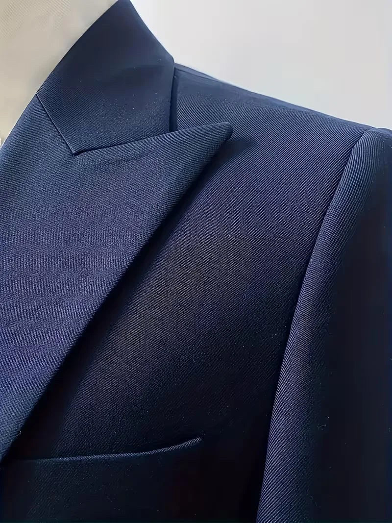 Elliot | Men's Slim-Fit Three-Piece Suit, Double-Breasted Waistcoat Trouser Suit | Bella Blue