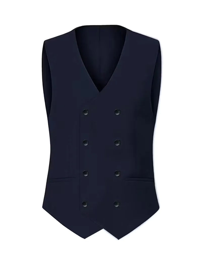 Elliot | Men's Slim-Fit Three-Piece Suit, Double-Breasted Waistcoat Trouser Suit | Bella Blue