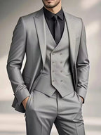 Elliot | Men's Slim-Fit Three-Piece Suit, Double-Breasted Waistcoat Trouser Suit | Bella Blue