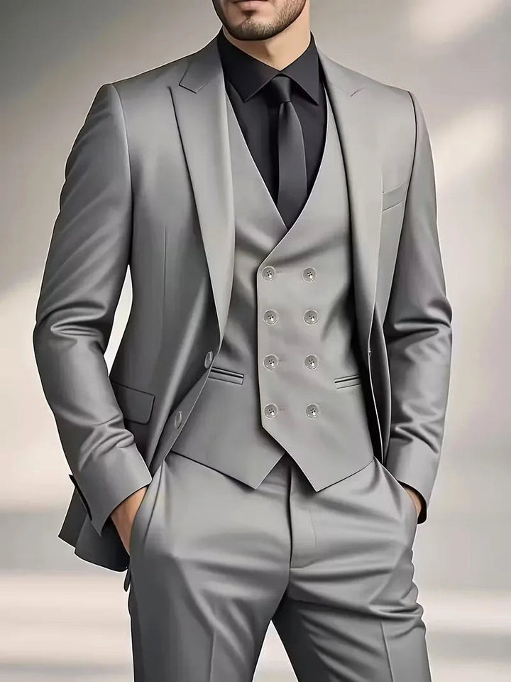Elliot | Men's Slim-Fit Three-Piece Suit, Double-Breasted Waistcoat Trouser Suit | Bella Blue