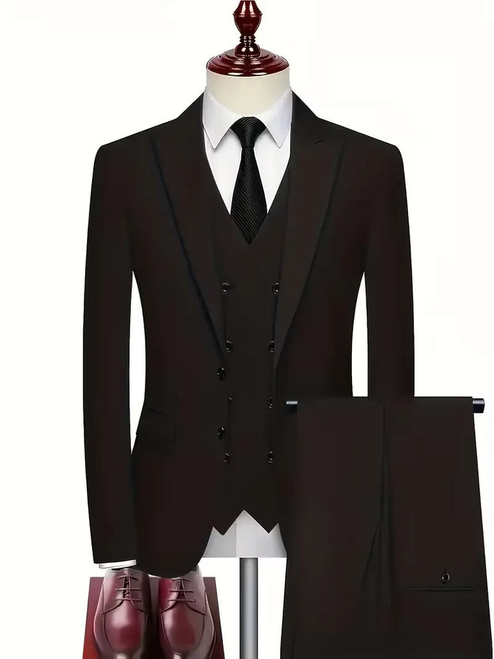 Elliot | Men's Slim-Fit Three-Piece Suit, Double-Breasted Waistcoat Trouser Suit | Bella Blue | Navy Blue