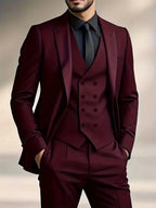Elliot | Men's Slim-Fit Three-Piece Suit, Double-Breasted Waistcoat Trouser Suit | Bella Blue