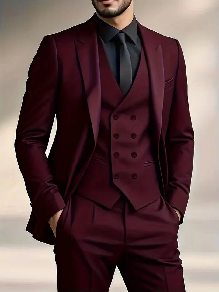 Elliot | Men's Slim-Fit Three-Piece Suit, Double-Breasted Waistcoat Trouser Suit | Bella Blue