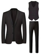 Elliot | Men's Slim-Fit Three-Piece Suit, Double-Breasted Waistcoat Trouser Suit | Bella Blue | Grey
