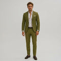 Elliott | Men's Slim-Fit Two-Piece Suit, Olive Linen Trouser Suit | Bella Blue