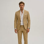 Elliott | Men's Slim-Fit Two-Piece Suit, Olive Linen Trouser Suit | Bella Blue
